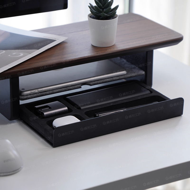 Desk Setup Shelf - Rak Monitor dengan Laci Penyimpanan, Organizer