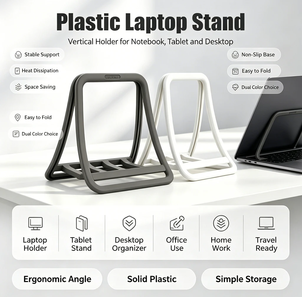 Desk Setup Mac - Penyangga Laptop Vertikal, Tempat Penyimpanan Notebook,