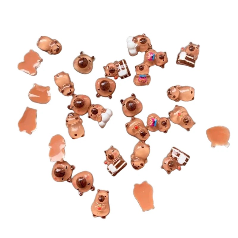 Desk Setup Nature - 100pcs Figur Mini Capybara Hiasan Taman