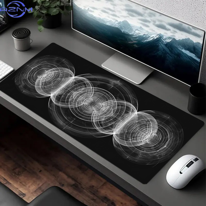 Desk Setup Black And White - Alas Mouse Pola Spiral Hitam Putih