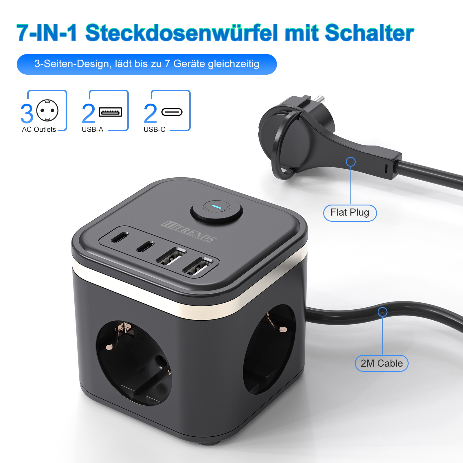 Power Strip Flat - Kubus Strip Daya Steker Datar UE
