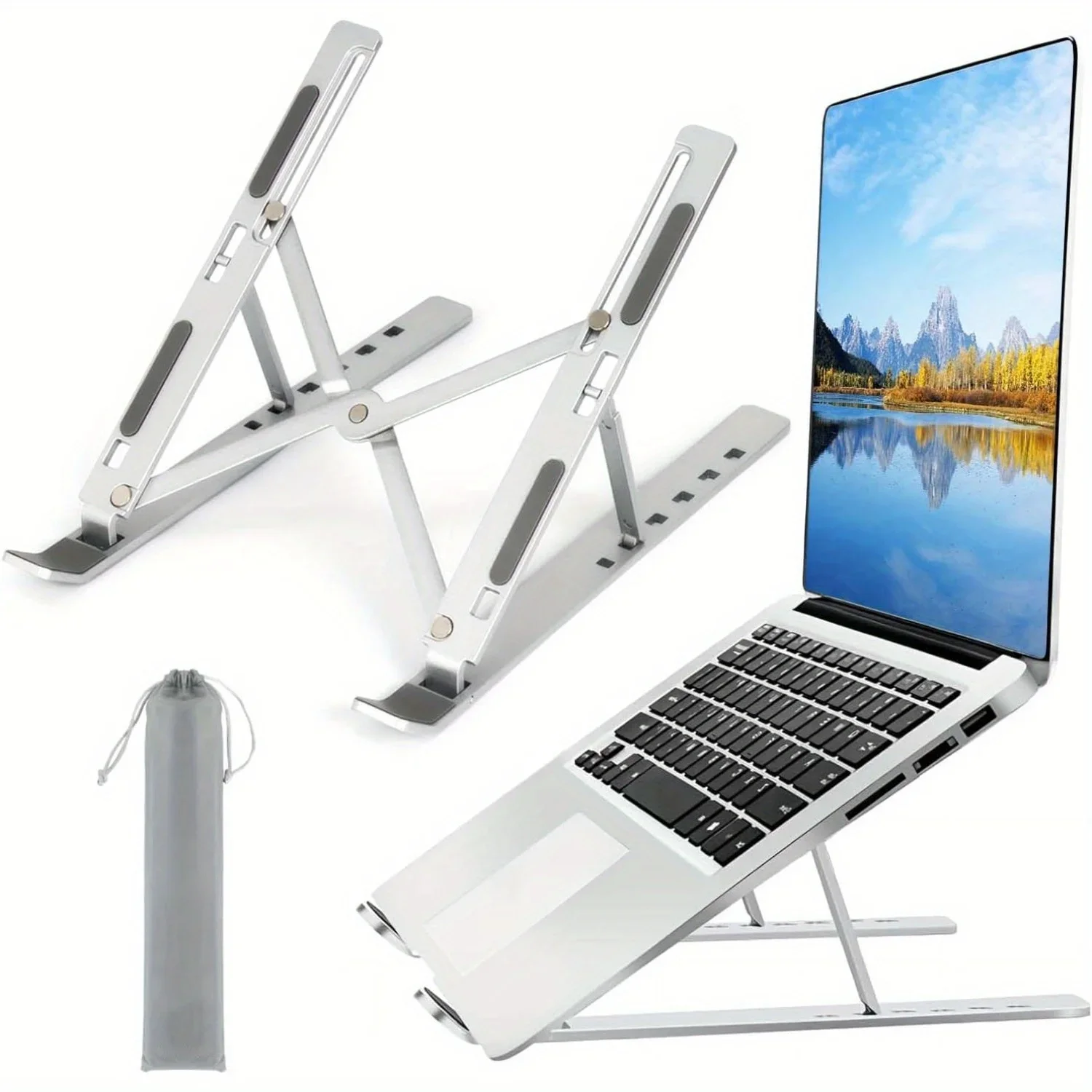 Desk Setup Mac - Penyangga Laptop Aluminium Lipat Ergonomis, Dudukan