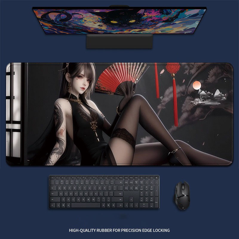 Desk Setup Tech - Alas Mouse Anime Seksi Gadis Merah