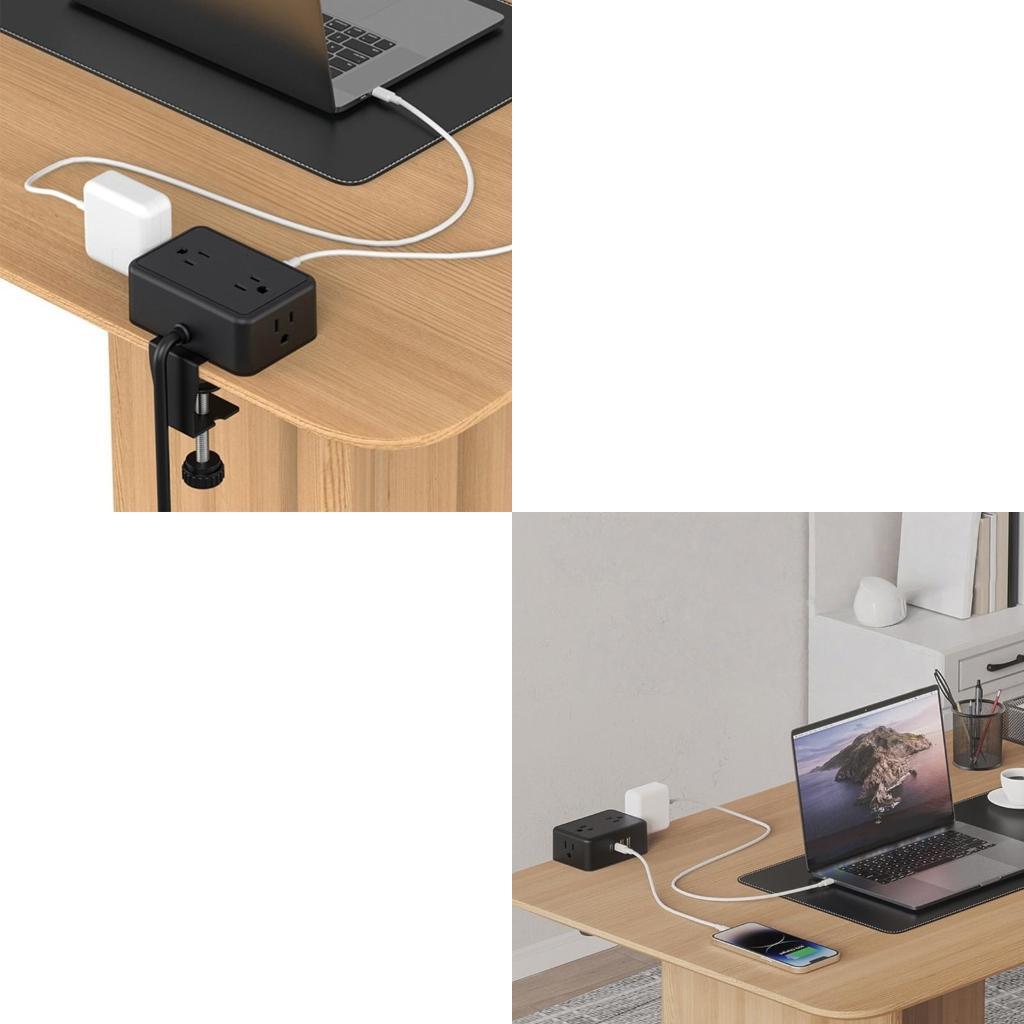Desk Setup Usb Hub - Strip Daya Dudukan Penjepit Aman 4AC
