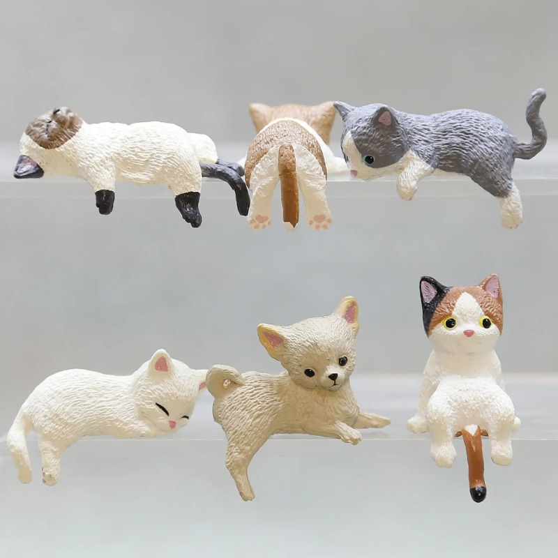 Desk Setup Nature - Dekorasi rumah PVC kucing kartun lucu,