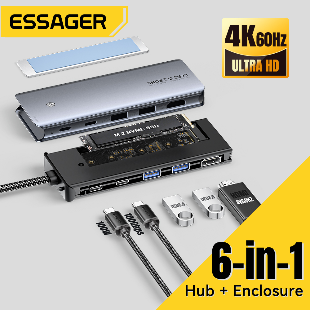 Desk Setup Usb Hub - Essager USB C Hub, dengan M.2