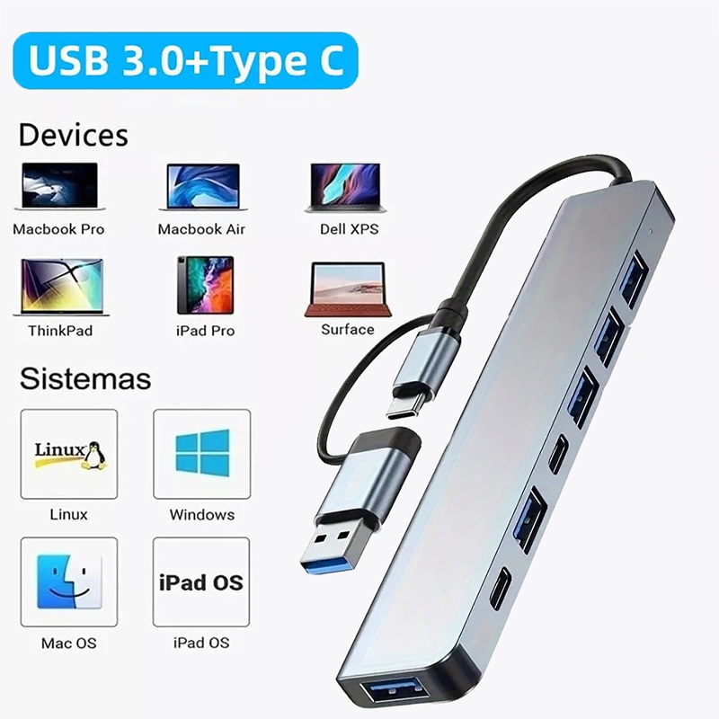 Desk Setup Usb Hub - 2 In 1 USB3.0 Hub 7