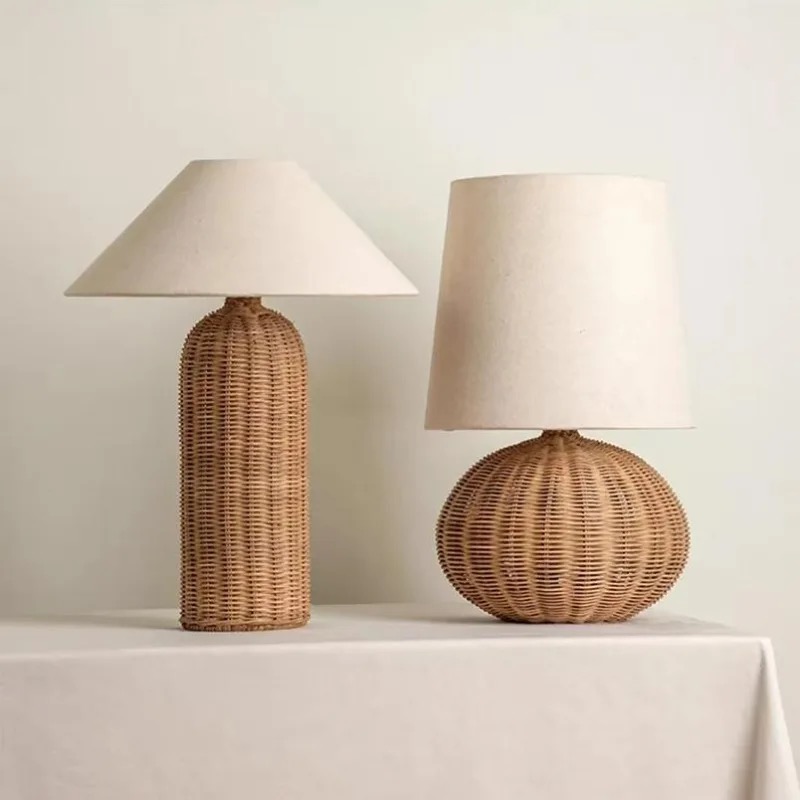 Desk Setup Wallpaper - Lampu Meja Rotan Vintage Wabi-sabi untuk