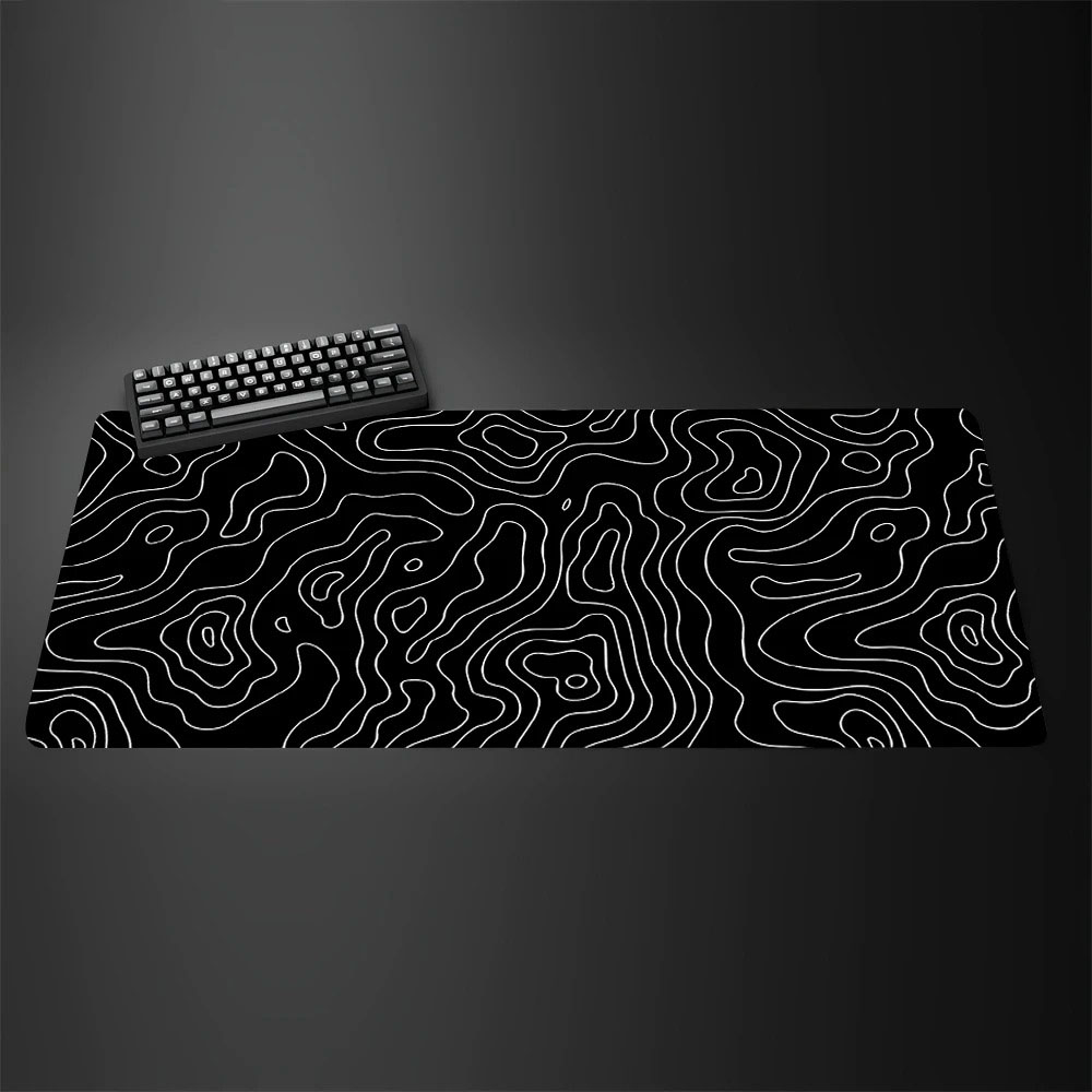 Desk Setup Black And White - Alas Mouse Gaming Besar Peta Topografi