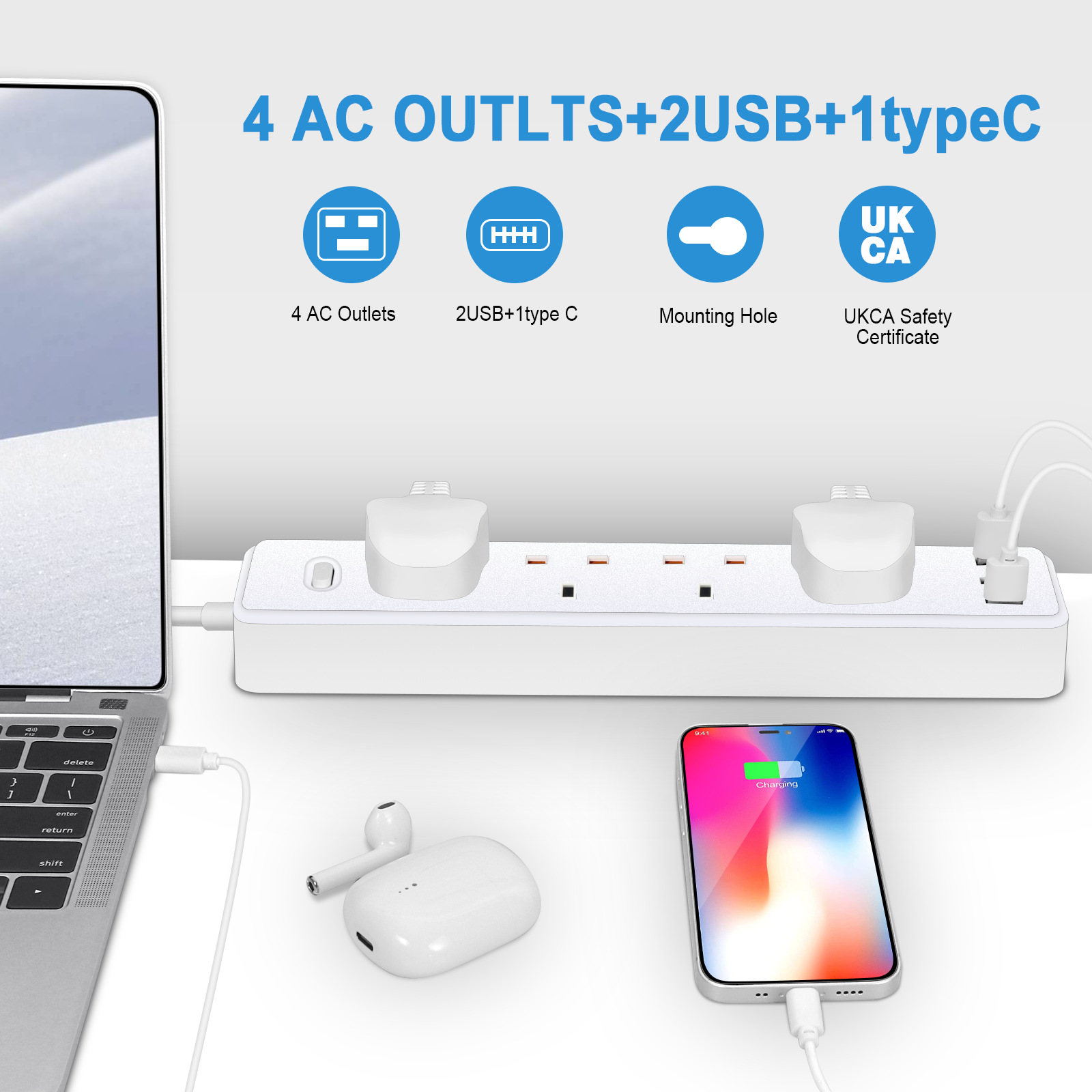 Strip daya soket listrik UK MY - Power Strip Flat ulasan dan harga