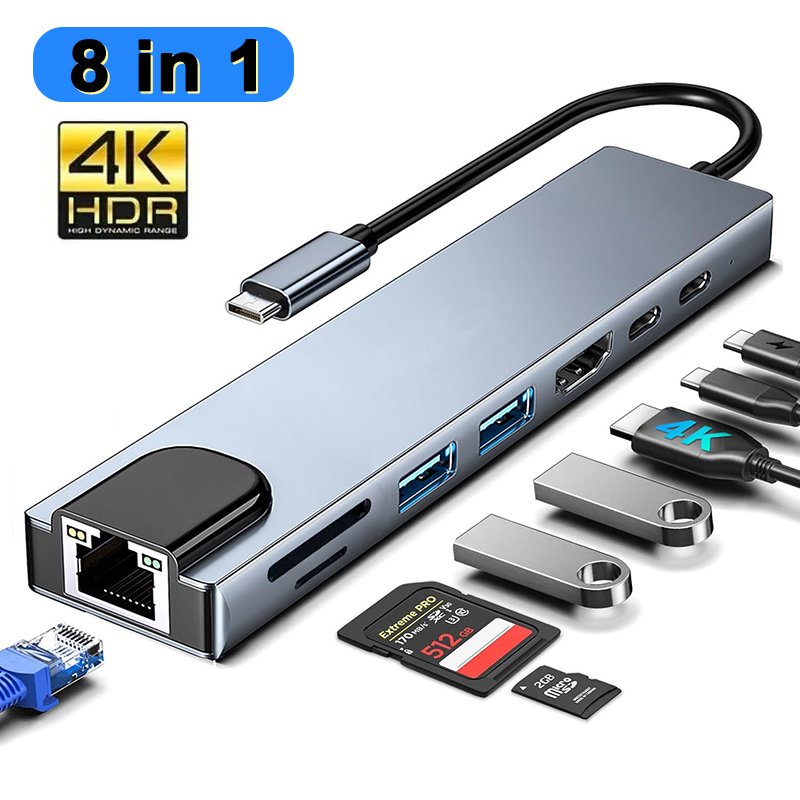 Hub USB Tipe C 8 In 1 untuk Ma - Desk Setup Usb Hub ulasan dan harga