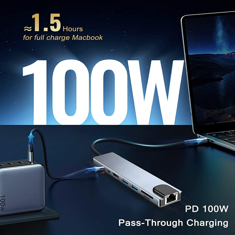 Hub USB Tipe C 8 In 1 untuk Ma - Desk Setup Usb Hub ulasan dan harga