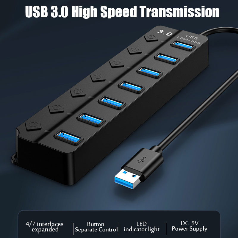 7 in 1 USB 3.0 Hub Multi USB S - Desk Setup Usb Hub ulasan dan harga