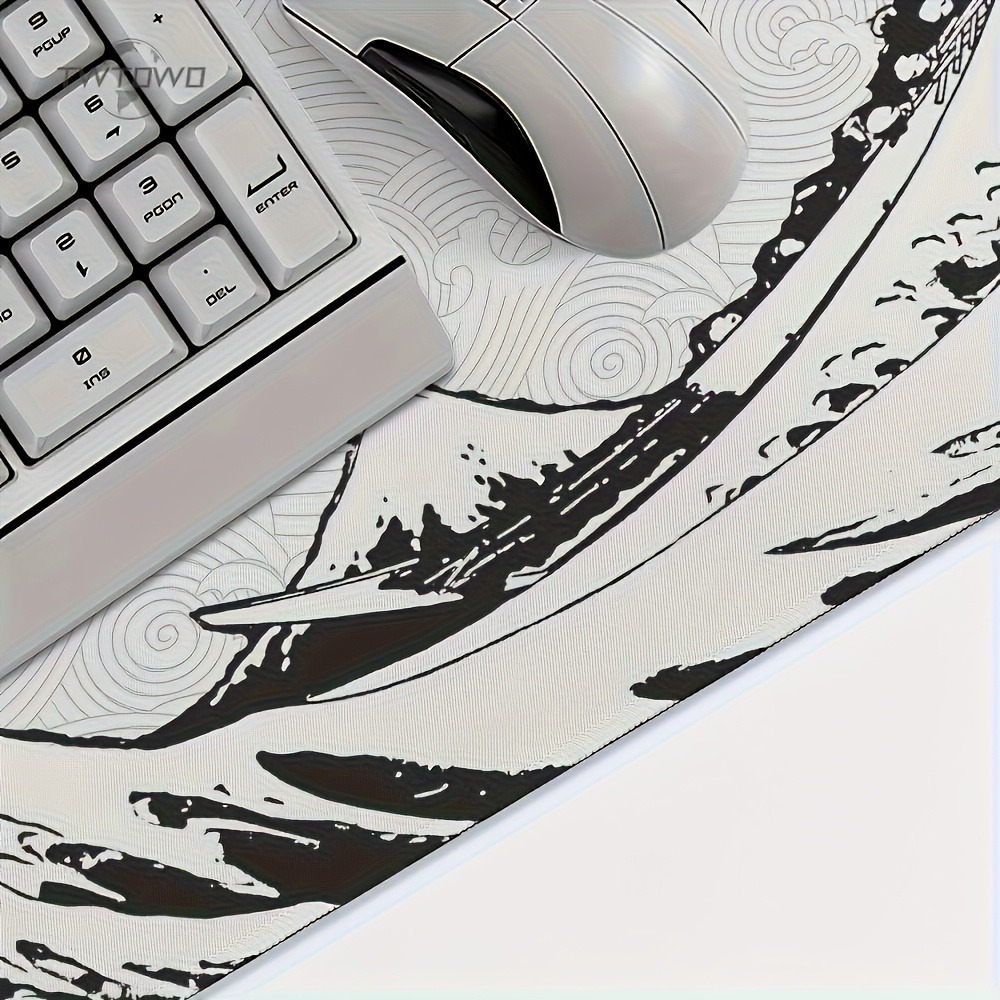 Alas Meja XXL Motif Gelombang  - Desk Setup Black And White ulasan dan harga