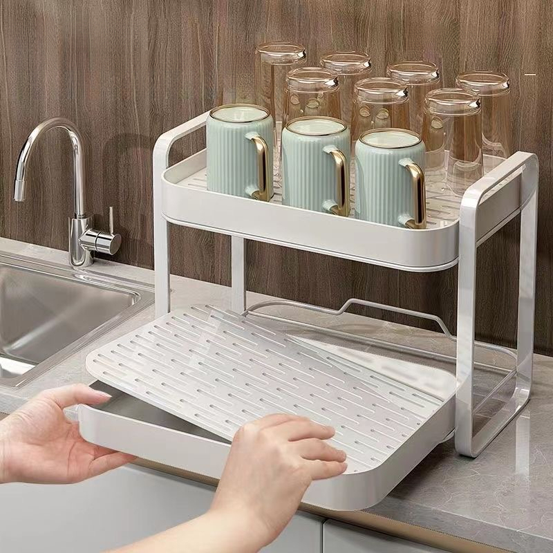 Rak Organizer Cangkir 2 Tingka - Desk Setup Shelf ulasan dan harga