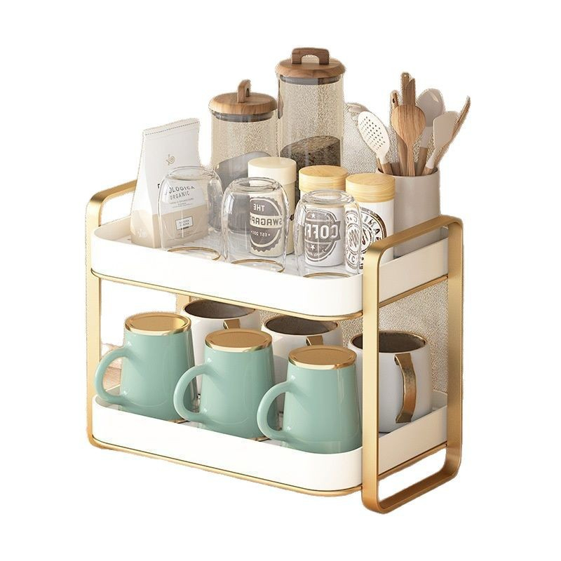 Rak Organizer Cangkir 2 Tingka - Desk Setup Shelf ulasan dan harga