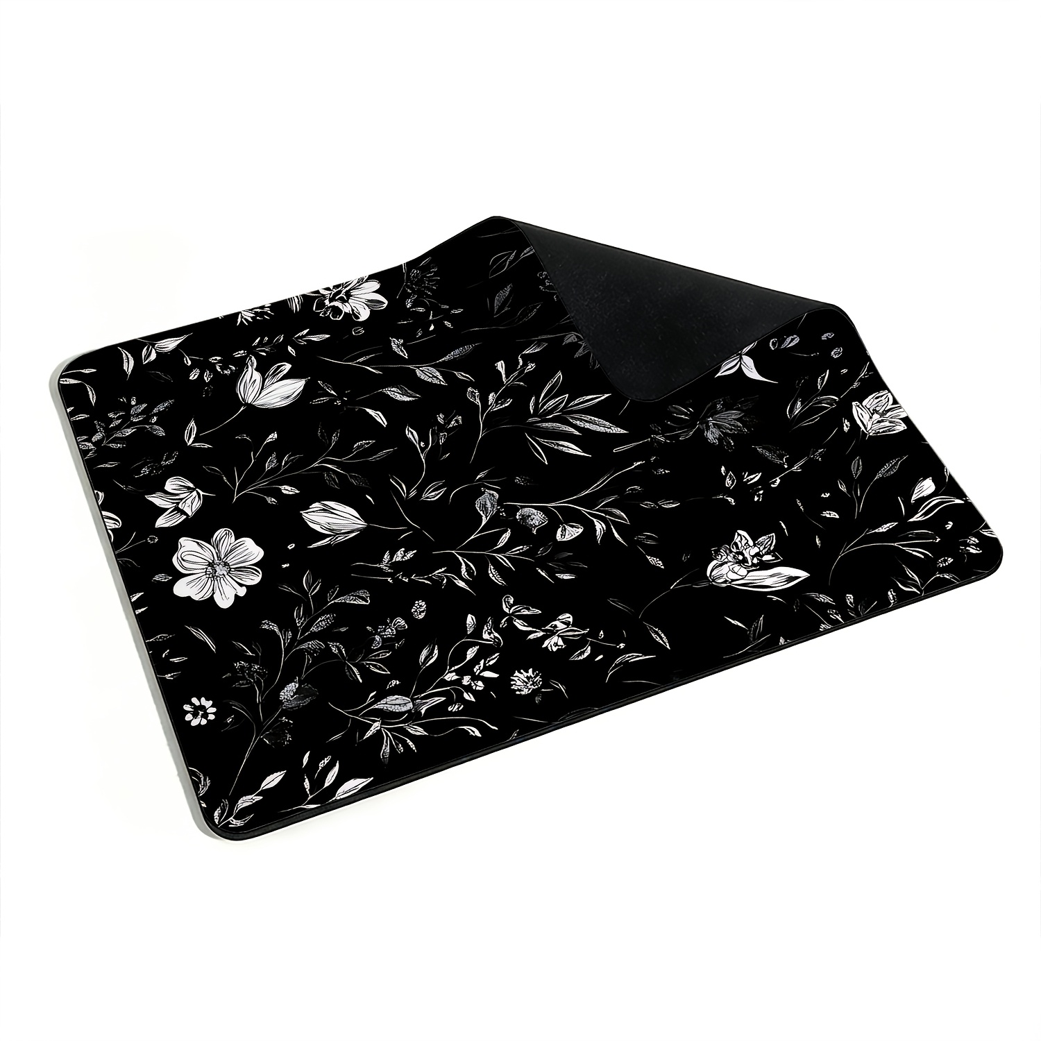Alas Mouse Pola Bunga Hitam Pu - Desk Setup Black And White ulasan dan harga
