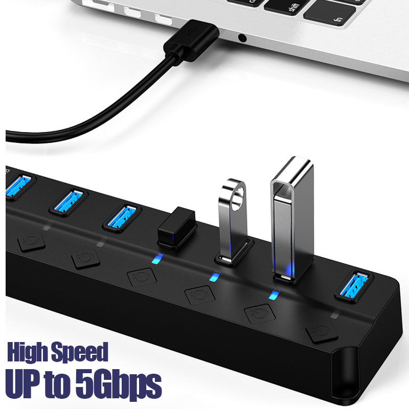 Adaptor Daya USB 3.0 4/7 Port  - Desk Setup Usb Hub ulasan dan harga