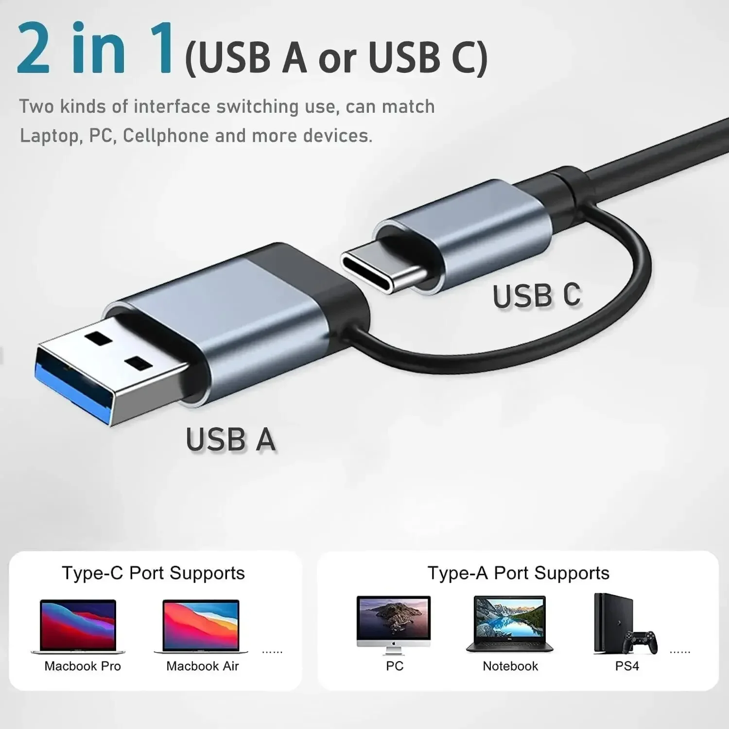 Hub USB-C 8 In 2 dengan Pembac - Desk Setup Usb Hub ulasan dan harga