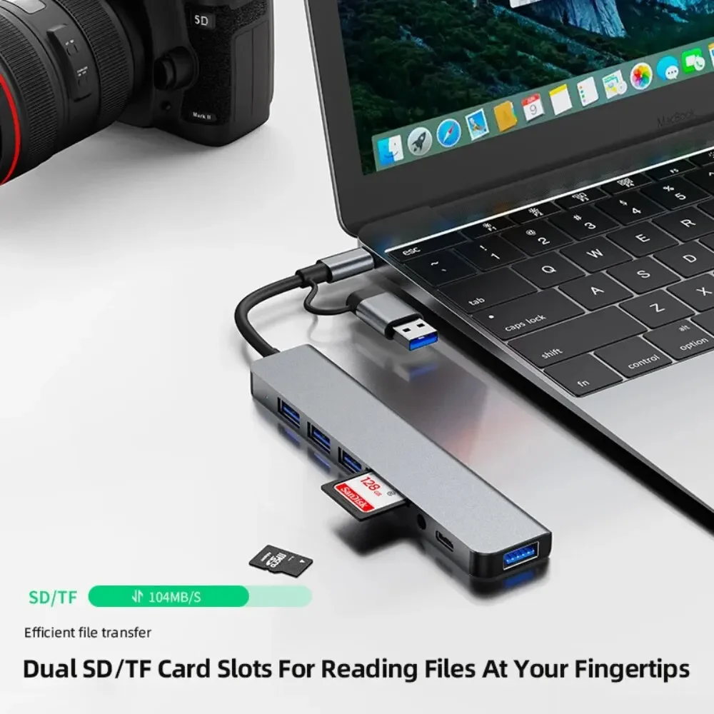 Hub USB-C 8 In 2 dengan Pembac - Desk Setup Usb Hub ulasan dan harga
