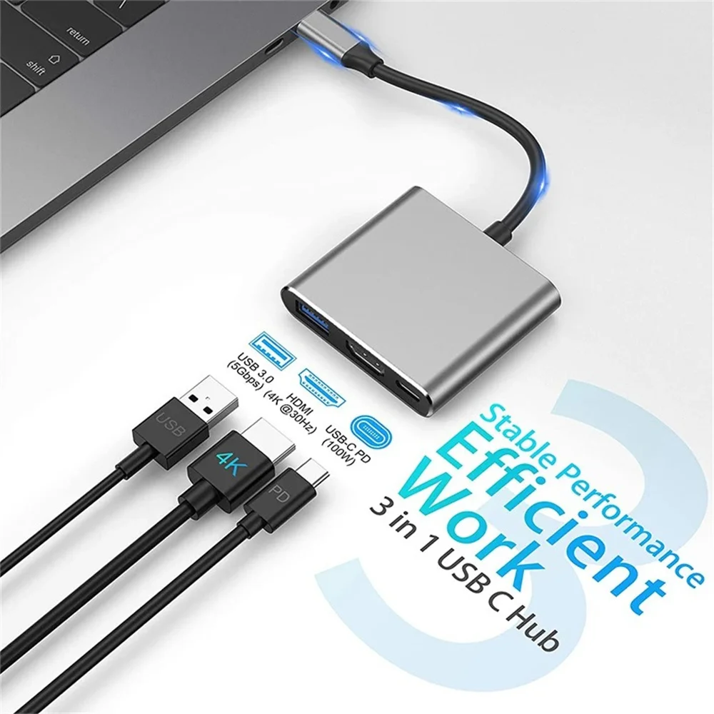 USB C HUB 3-in-1 Multiport Ada - Desk Setup Usb Hub ulasan dan harga