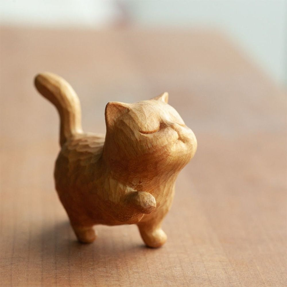 Hadiah Ornamen Kucing Kayu Kay - Desk Setup Nature ulasan dan harga