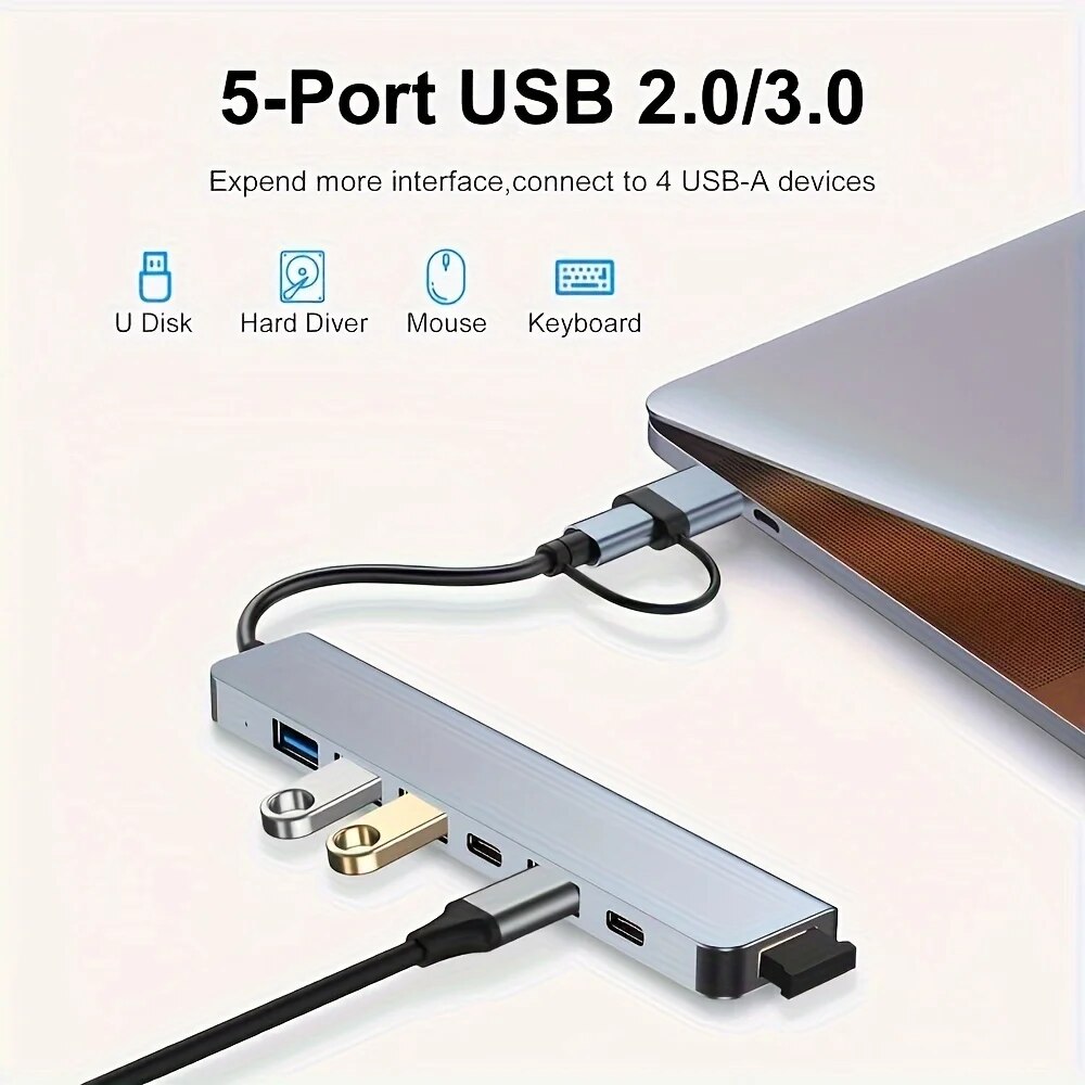 2 In 1 USB3.0 Hub 7 Port Tipe  - Desk Setup Usb Hub ulasan dan harga