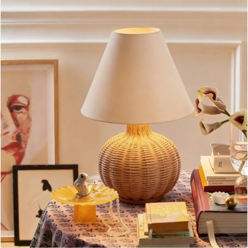 Lampu Meja Rotan Vintage Wabi- - Desk Setup Wallpaper ulasan dan harga
