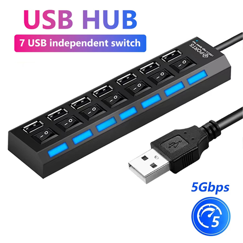 Pemisah Hub USB 2.0 7 Port unt - Desk Setup Usb Hub ulasan dan harga