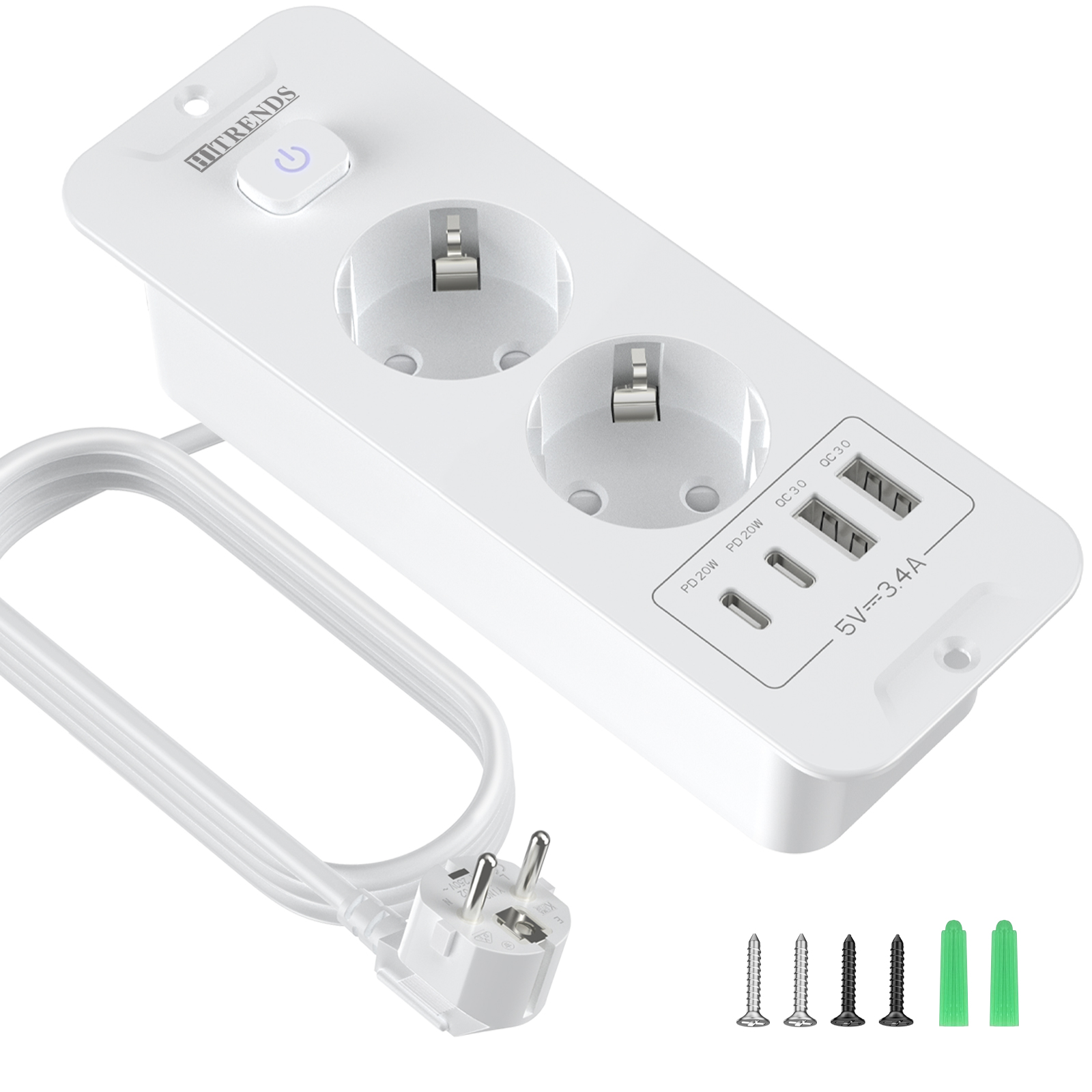 Soket tanam Desktop dengan 2 U - Power Strip Flat ulasan dan harga