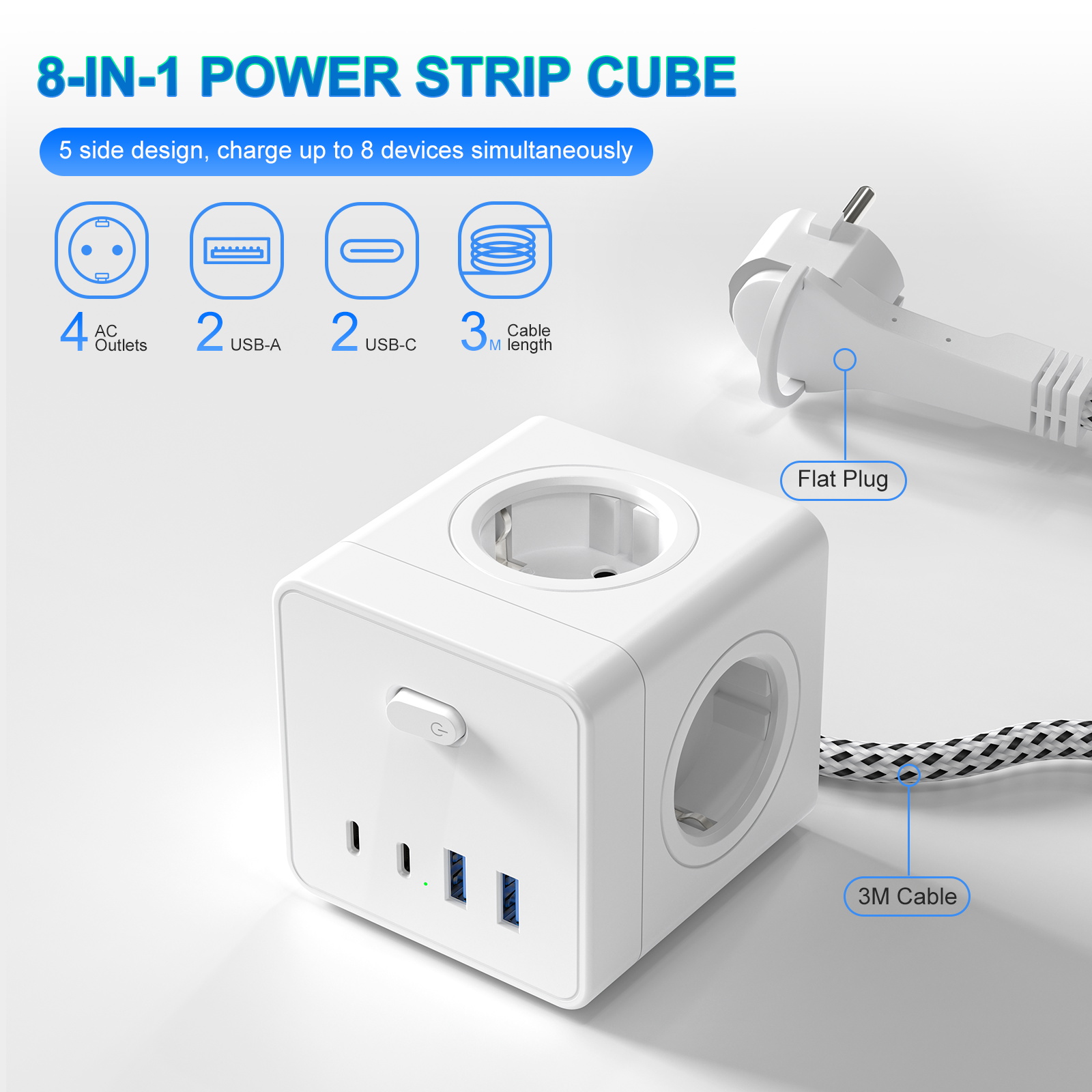 HITRENDS Stopkontak Kubus 8-in - Power Strip Flat ulasan dan harga