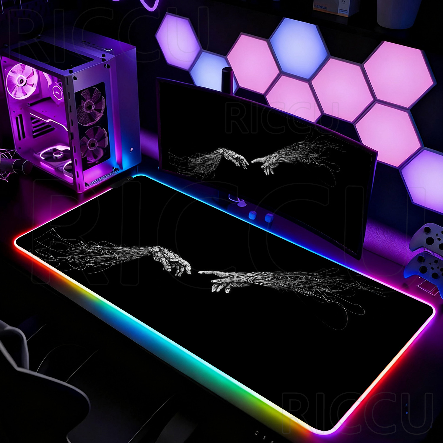 Alas Mouse RGB XXL HD Besar Hi - Desk Setup Black And White ulasan dan harga