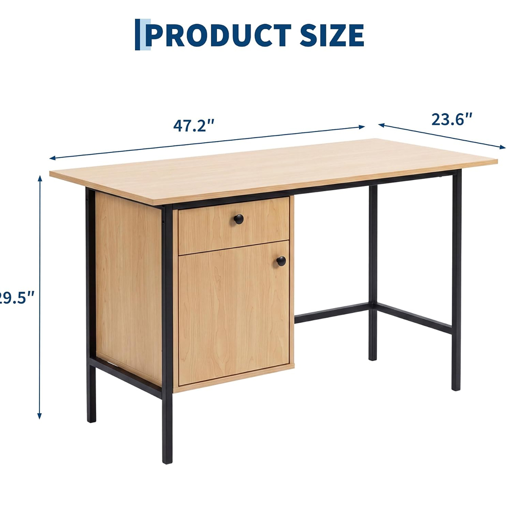 Meja Komputer Kantor Rumah den - Desk Setup Oak ulasan dan harga